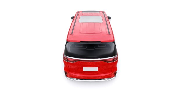 Carro de cidade da família Minivan vermelha Ilustração Premium Business Car 3D