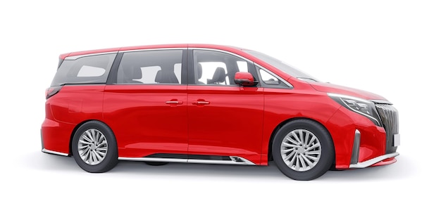 Carro de cidade da família minivan vermelha ilustração premium business car 3d