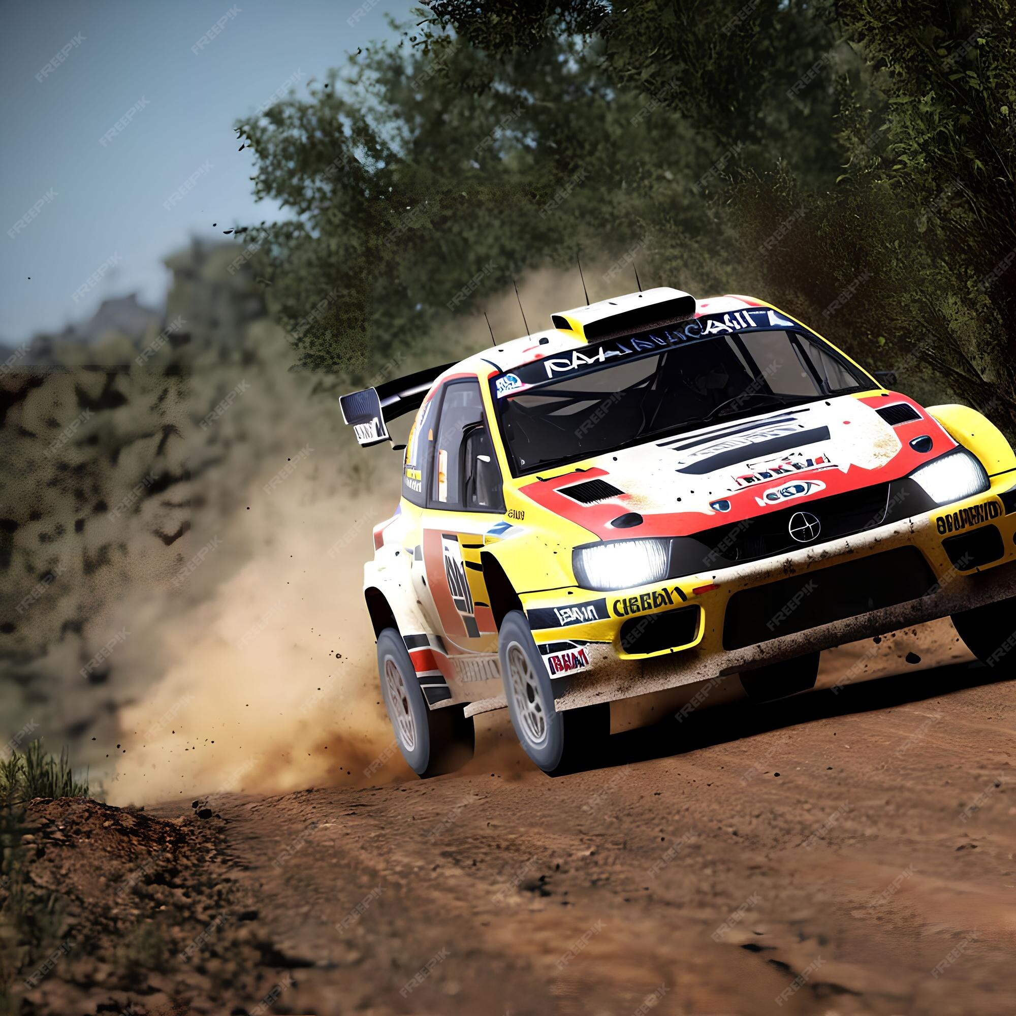 Carro de corrida de rally em arte generativa de estrada de terra