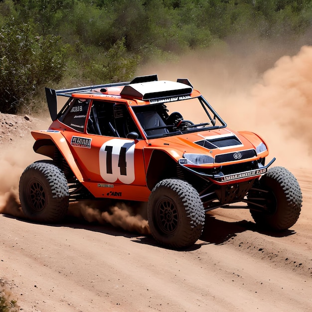 Carro de corrida de rally em arte generativa de estrada de terra por IA