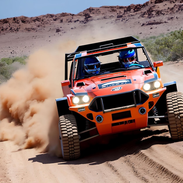 Carro de corrida de rally em arte generativa de estrada de terra por IA