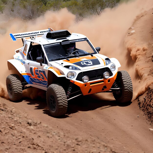 Carro de corrida de rally em arte generativa de estrada de terra