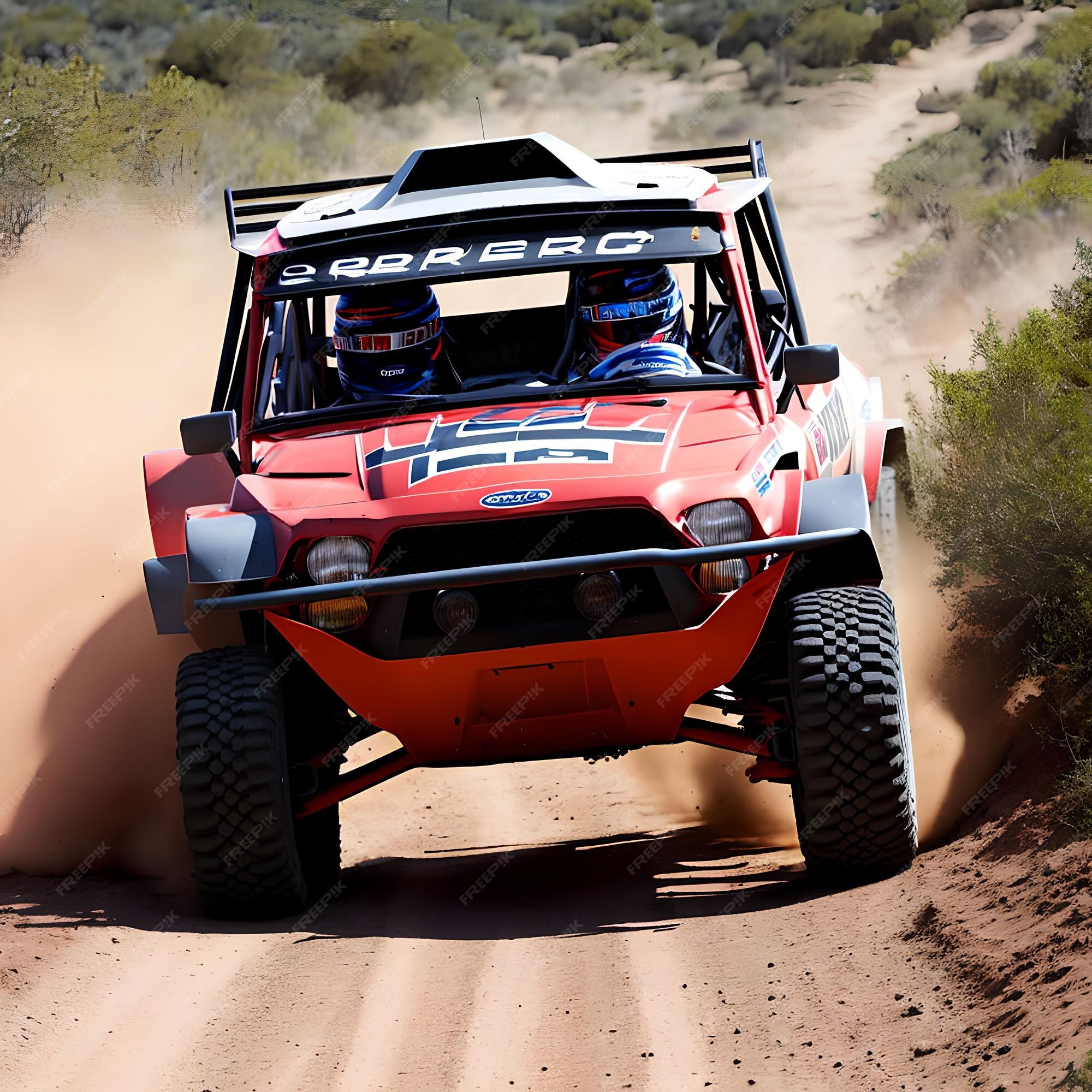 Carro de corrida de rally em arte generativa de estrada de terra