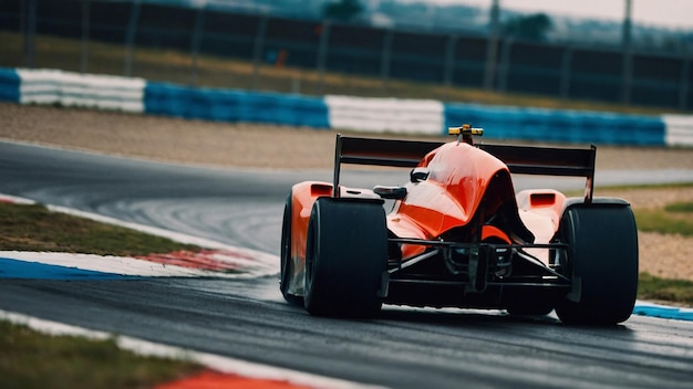 Carro de corrida em alta velocidade Corredor em um carro de corrida passa a pista de esportes motorizados competitivos
