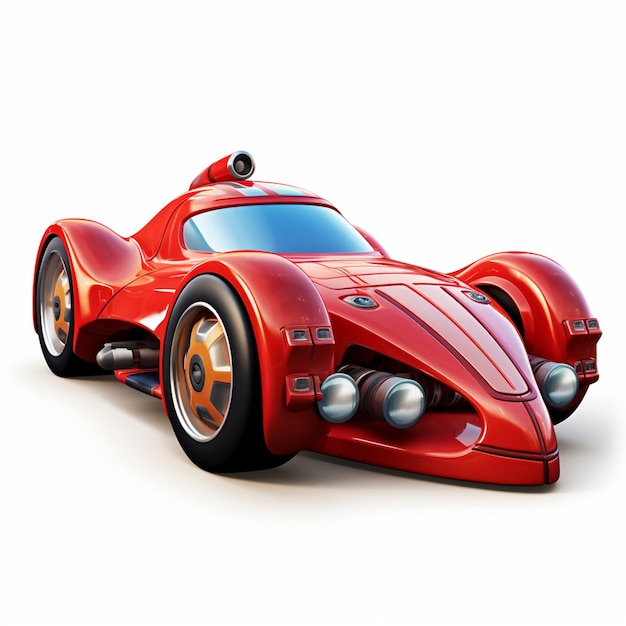 carro de corrida vermelho de desenho animado com uma grande asa dianteira generativa ai