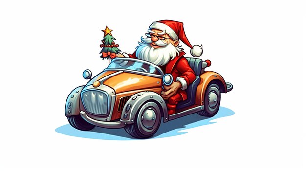 carro de presente de papai noel isolado no fundo branco ai generativo