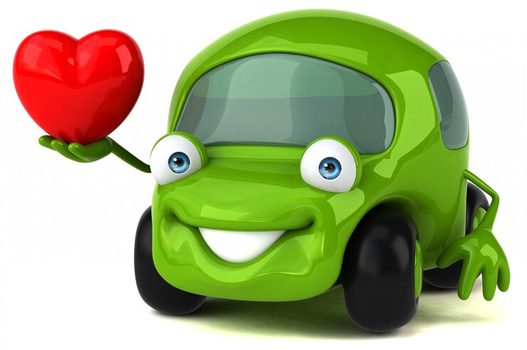 Foto carro divertido - ilustração 3d