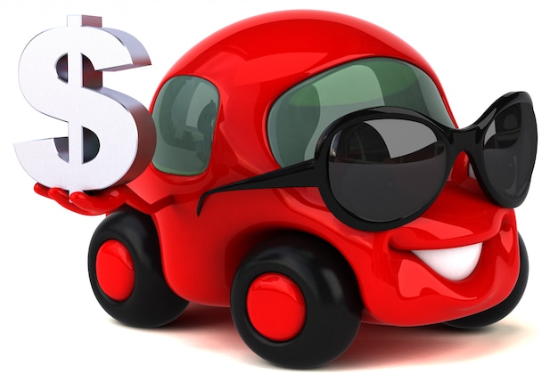 Carro divertido - ilustração 3D