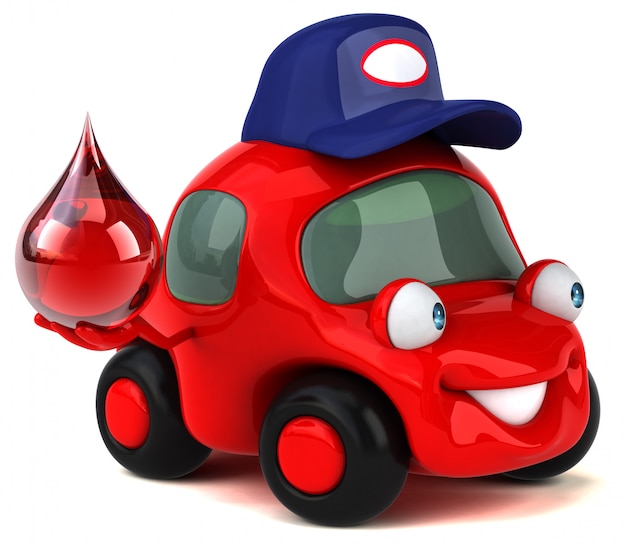 Carro divertido - ilustração 3D