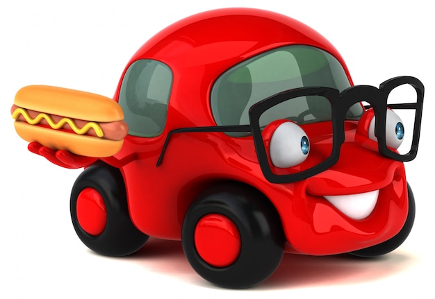 Carro divertido - ilustração 3D