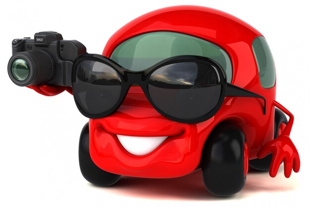 Carro divertido - ilustração 3D