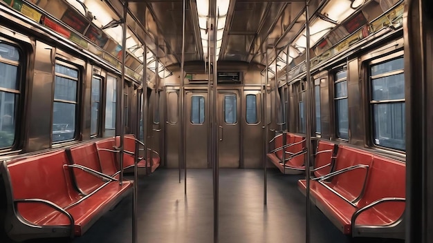 Carro do metrô com assentos vazios carro do metrô vazio