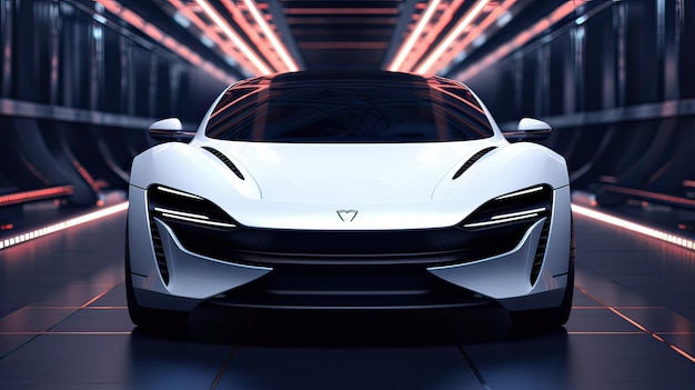 Carro elétrico branco com experiência em tecnologia