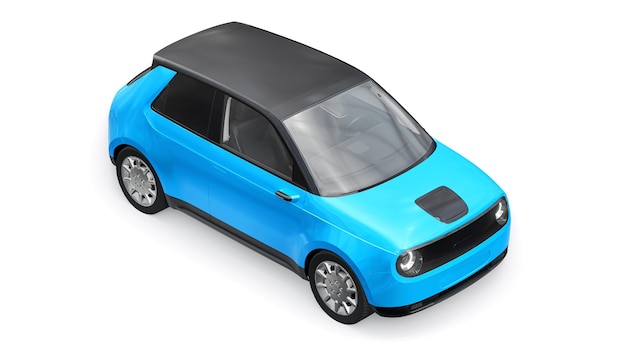 Carro elétrico urbano compacto com um design bonito em uma ilustração 3d de fundo branco