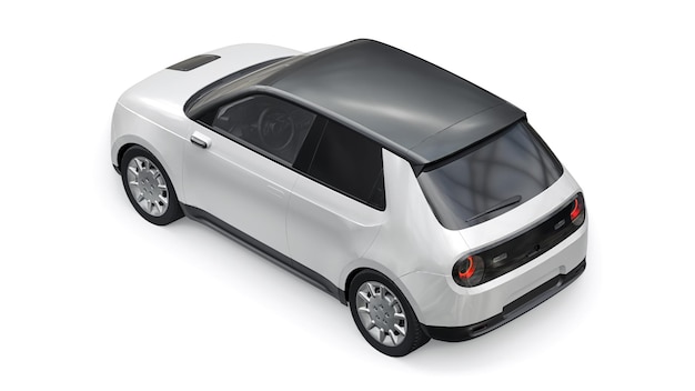 Carro elétrico urbano compacto em uma ilustração 3D de fundo branco