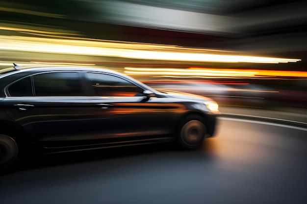 Foto carro em movimento longa trilha de exposição.