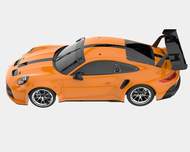 Carro esporte isolado na ilustração de renderização 3d de fundo