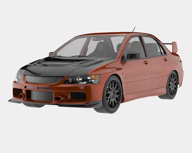 Carro esporte isolado na ilustração de renderização 3d de fundo