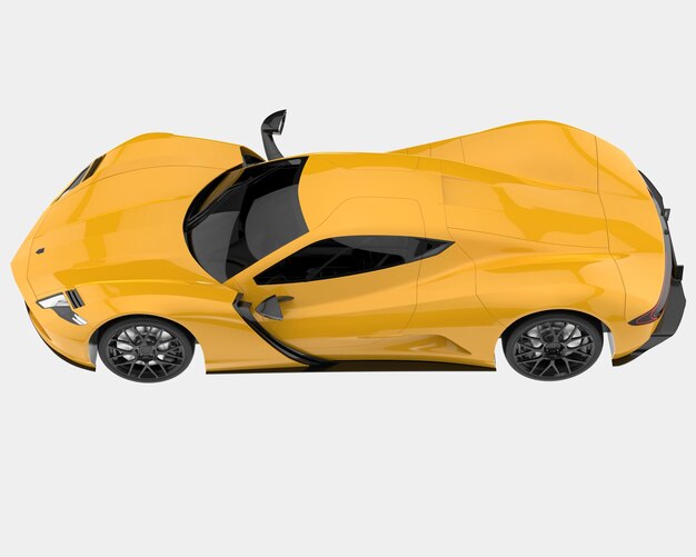 Carro esporte isolado na ilustração de renderização 3d de fundo