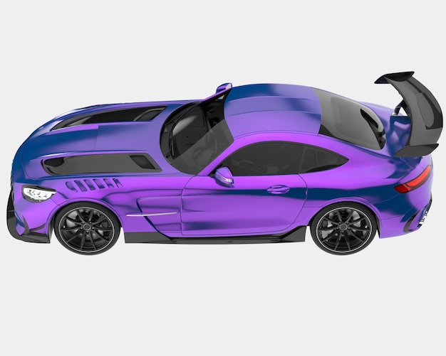 Carro esporte isolado na ilustração de renderização 3d de fundo