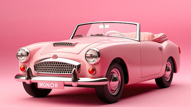 carro esportivo clássico rosa retrô barbie