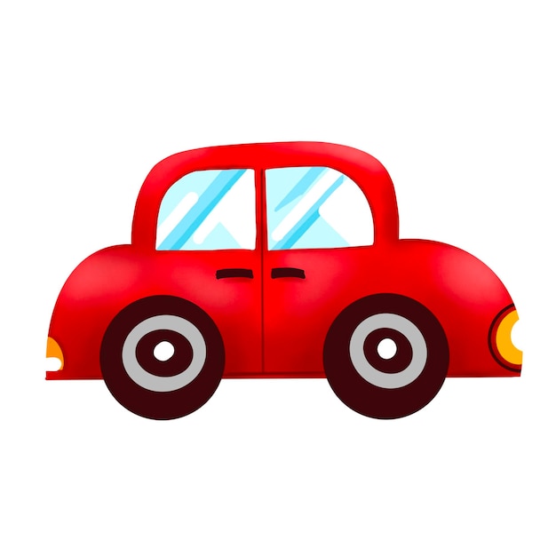 Carro estilizado pintado de vermelho em estilo retrô clipart isolado em um fundo branco