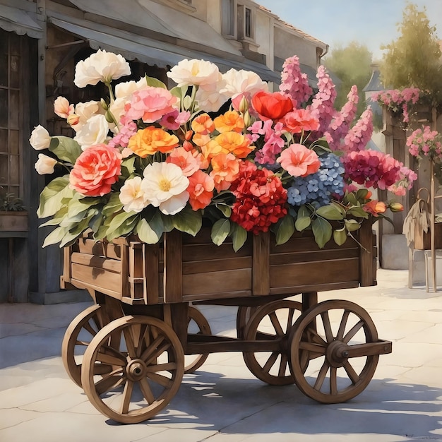 Carro de flores con flores