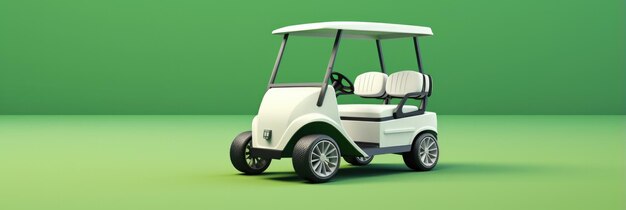 Foto un carro de golf blanco y verde sobre un fondo verde