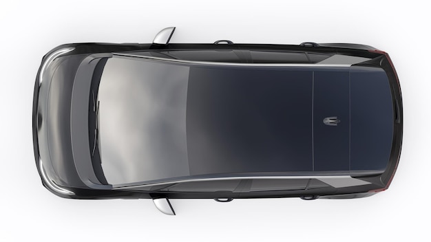 Carro hatchback de cidade elétrico preto de nova geração com ilustração 3d de alcance estendido