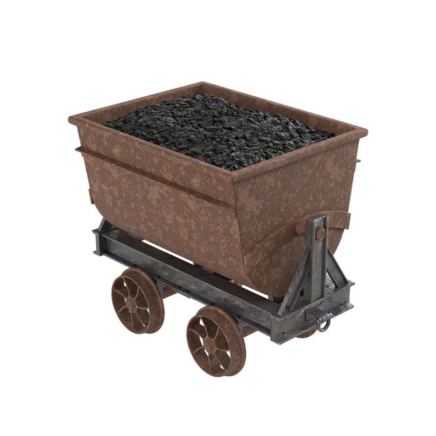 un carro de hierro oxidado lleno de carbón