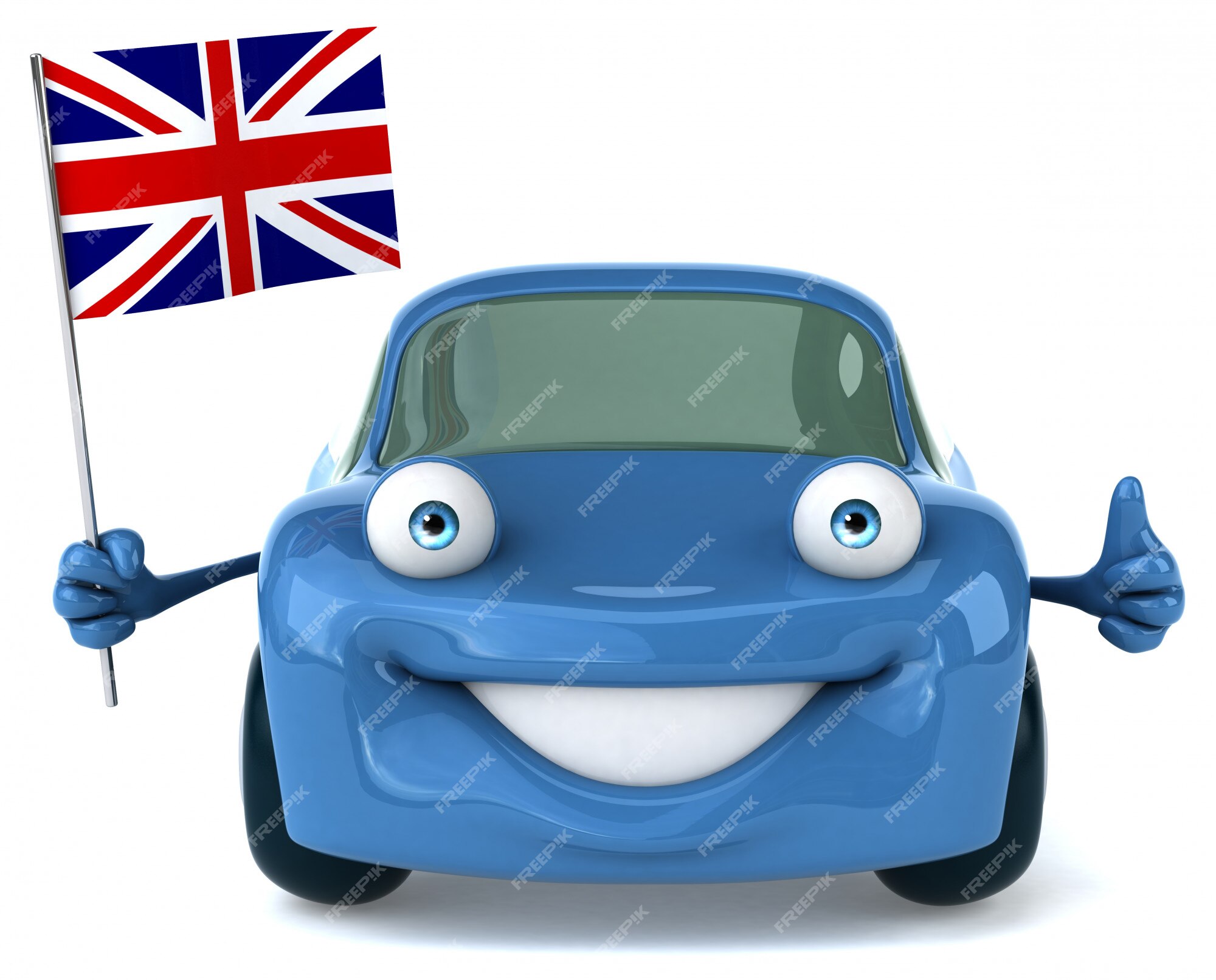 Carro inglês com bandeira da inglaterra