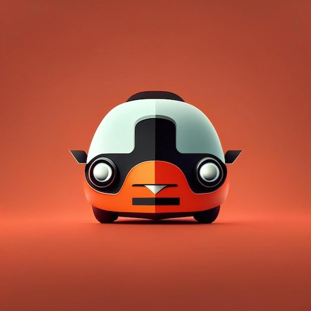 un carro de juguete con una cara que dice "carro".
