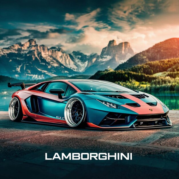 Carro Lamborghini em um lugar lindo
