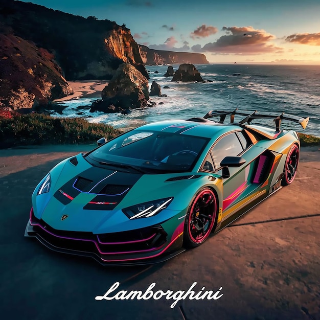 Carro Lamborghini em um lugar lindo