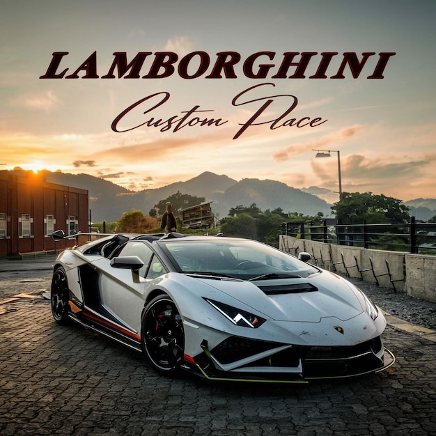 Carro Lamborghini em um lugar lindo