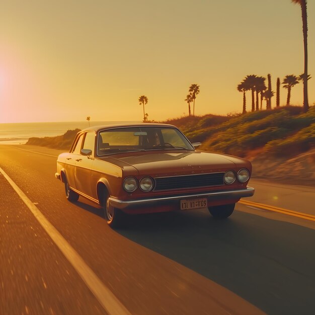 Carro na estrada da praia