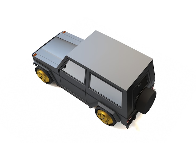 Carro pequeno bonito isolado no branco. Redner 3d