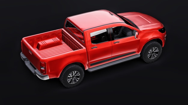 Carro pickup vermelho em um preto