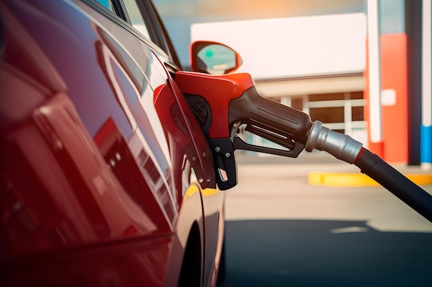 Carro recebendo combustível um reflexo da vida cotidiana moderna com preocupações com o aumento dos preços dos combustíveis