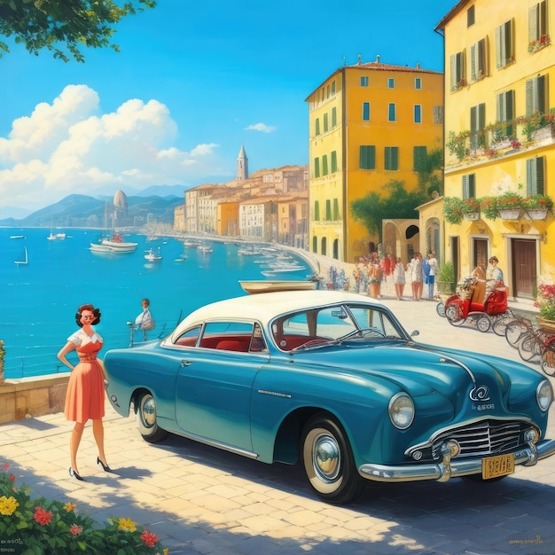 Carro retro vintage em Portofino Liguria Itália