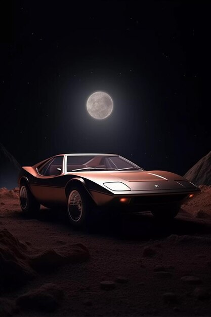 Foto carro retrofuturo no planeta marte gerado por ia