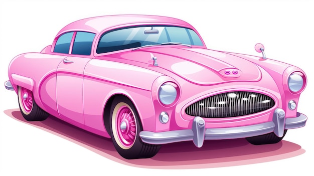 Carro rosa clássico em estilo rosa