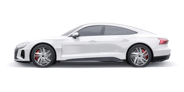 Carro sedan esportivo elétrico premium isolado em renderização 3d de fundo branco