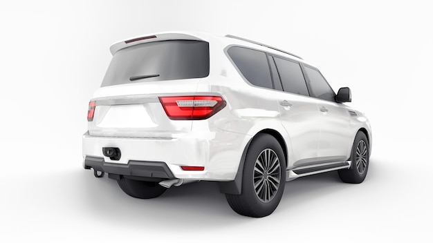 Carro SUV família Premium branco isolado em renderização 3d de fundo branco