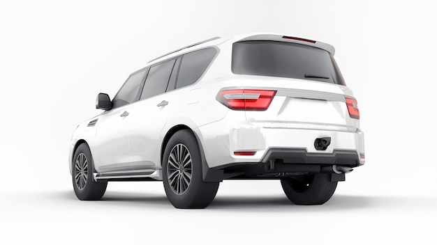 Carro SUV família Premium branco isolado em renderização 3d de fundo branco