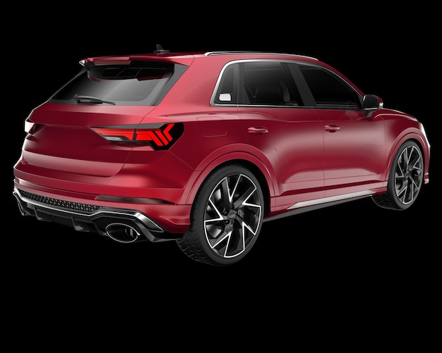 Carro SUV realista isolado na ilustração de renderização 3d de fundo