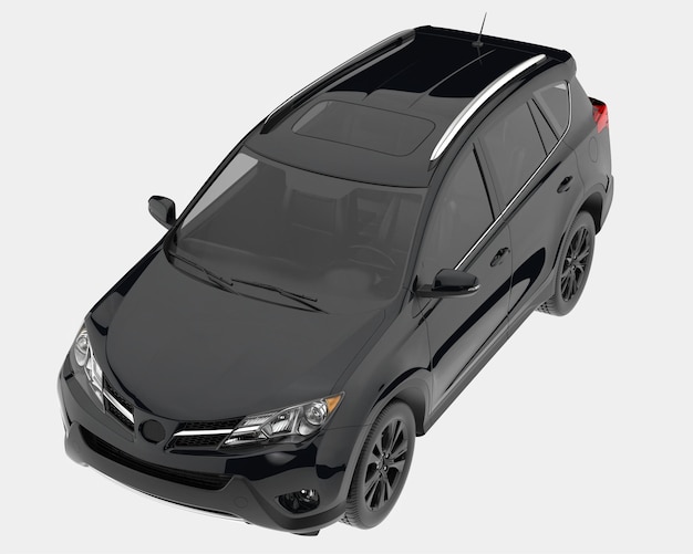 Carro SUV realista isolado na ilustração de renderização 3d de fundo