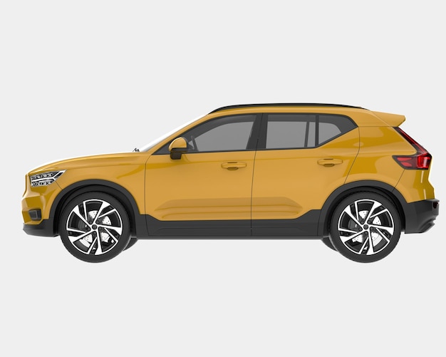 Carro suv realista isolado na ilustração de renderização 3d de fundo