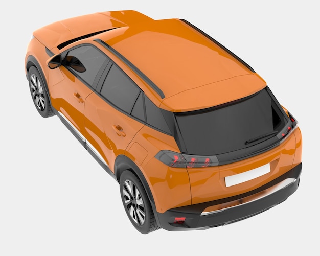 Carro suv realista isolado na ilustração de renderização 3d de fundo