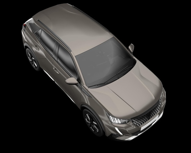 Carro SUV realista isolado na ilustração de renderização 3d de fundo